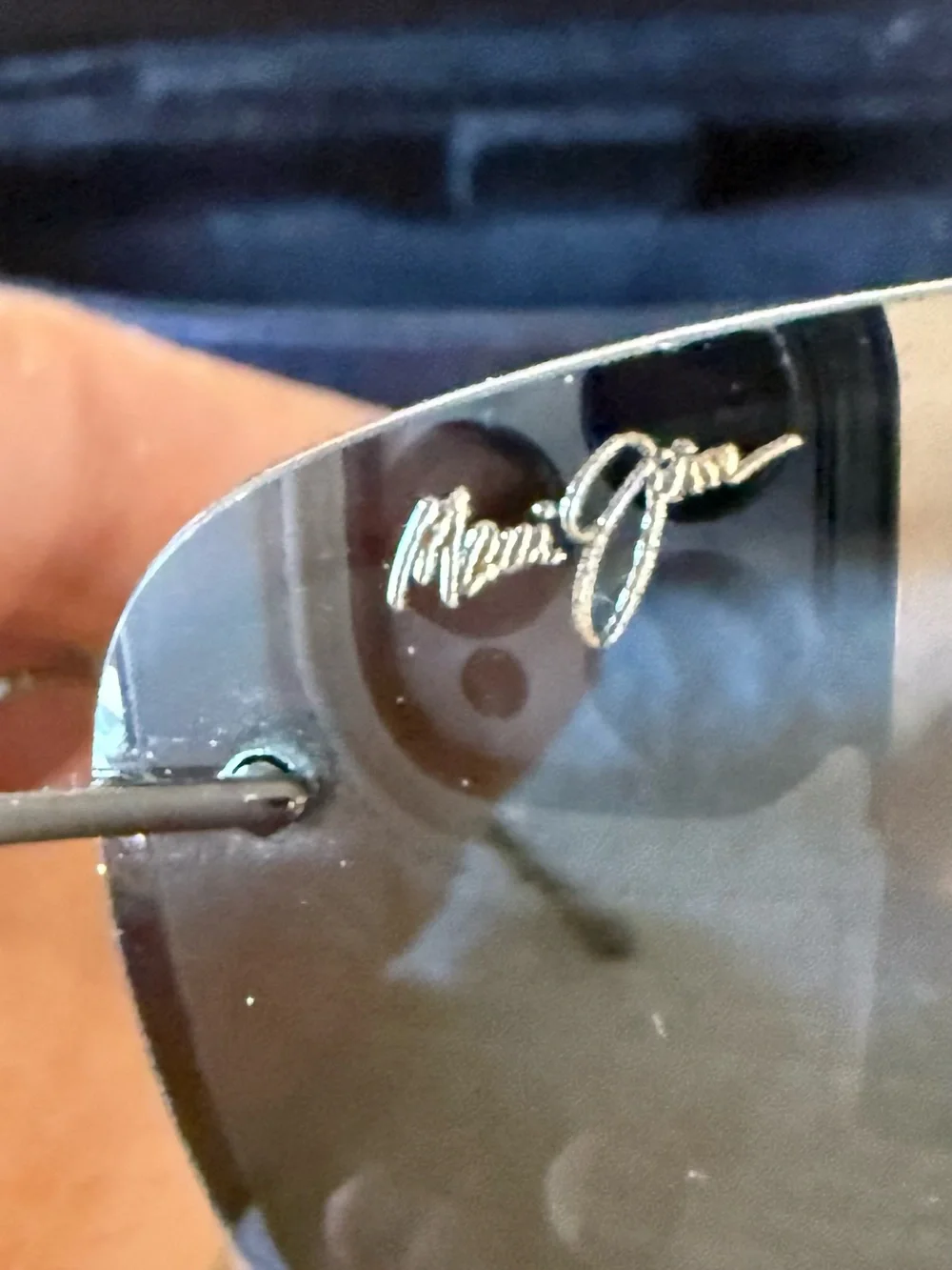 Maui Jim Gold Rimless Sunglasses with Dark Smoke Lenses - Picture 4 of 8